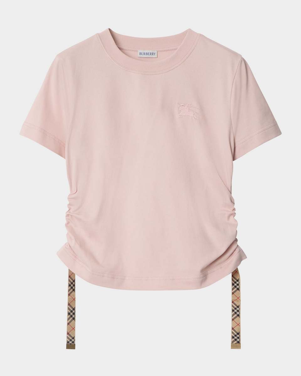 Drawstring Ruched Crop T-Shirt